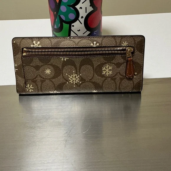 Coach Snowflake Brown and Gold Signature Wallet - Picture 2 of 3